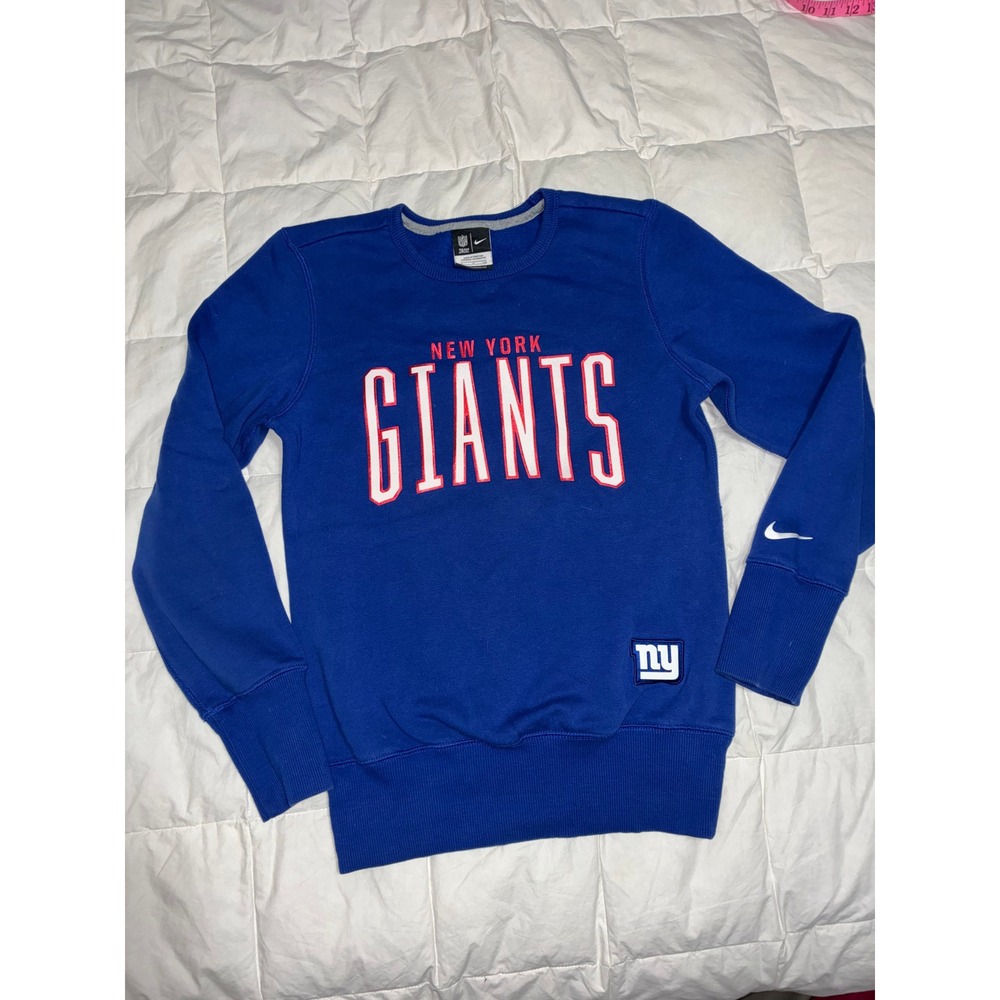Nike NFL New York Giants Sweatshirt Mens Small Blue Crew Neck Fleece Pullover